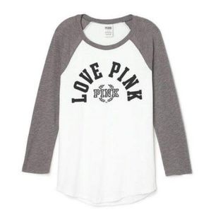 NEW, VS PINK RAGLAN / BASEBALL 3 / 4 SLEEVES TEE S